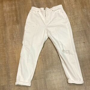 COPY - Loft high waist boyfriend distressed jeans - white Womens size 4/27 peti…